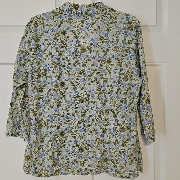 Eddie Bauer Light Blue Shirt with Olive Floral Print - Picture 11 of 11